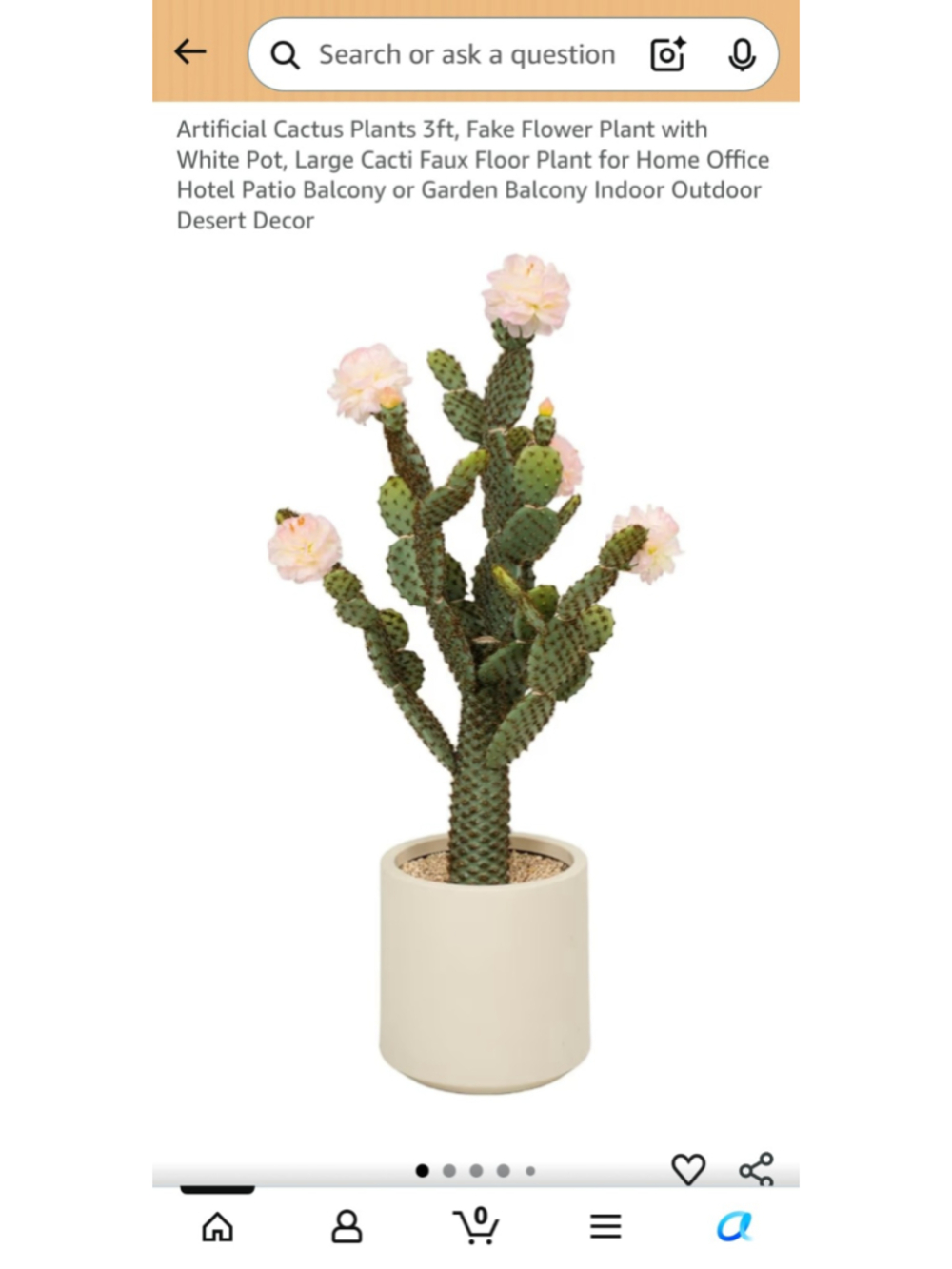 Artificial Cactus Plant with White Pot